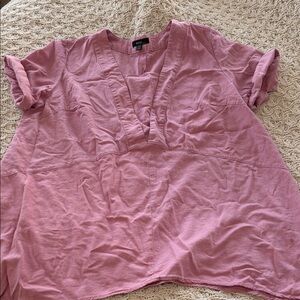 Ellos Dusty Pink V-Neck Blouse